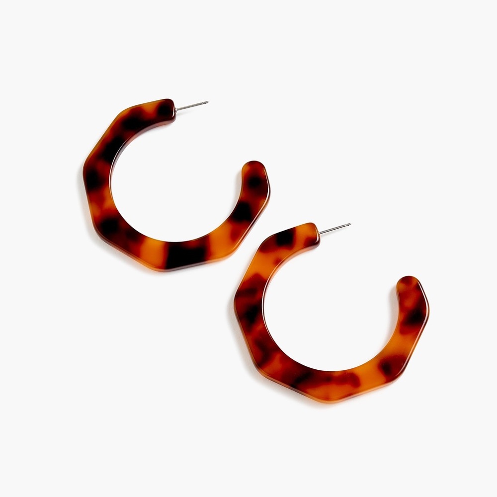 💕HP💕JCREW Resin Hoop Tortoise EarringNWT Redwood